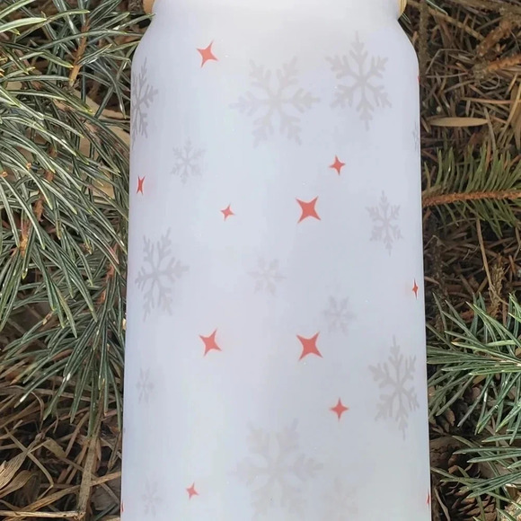 Unicorn reindeer frosted glass cup includes lid and glass straw - Picture 6 of 6